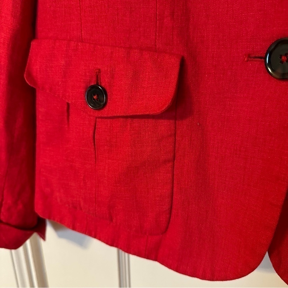 Adagio Blazer Red Linen Blend Floral Lining 8/10 - Picture 6 of 13